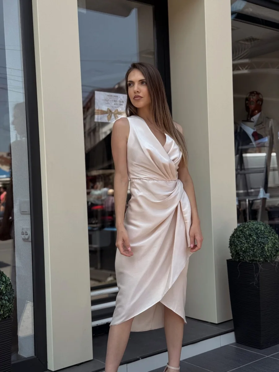 Haljina bež sa karnerima FER77419