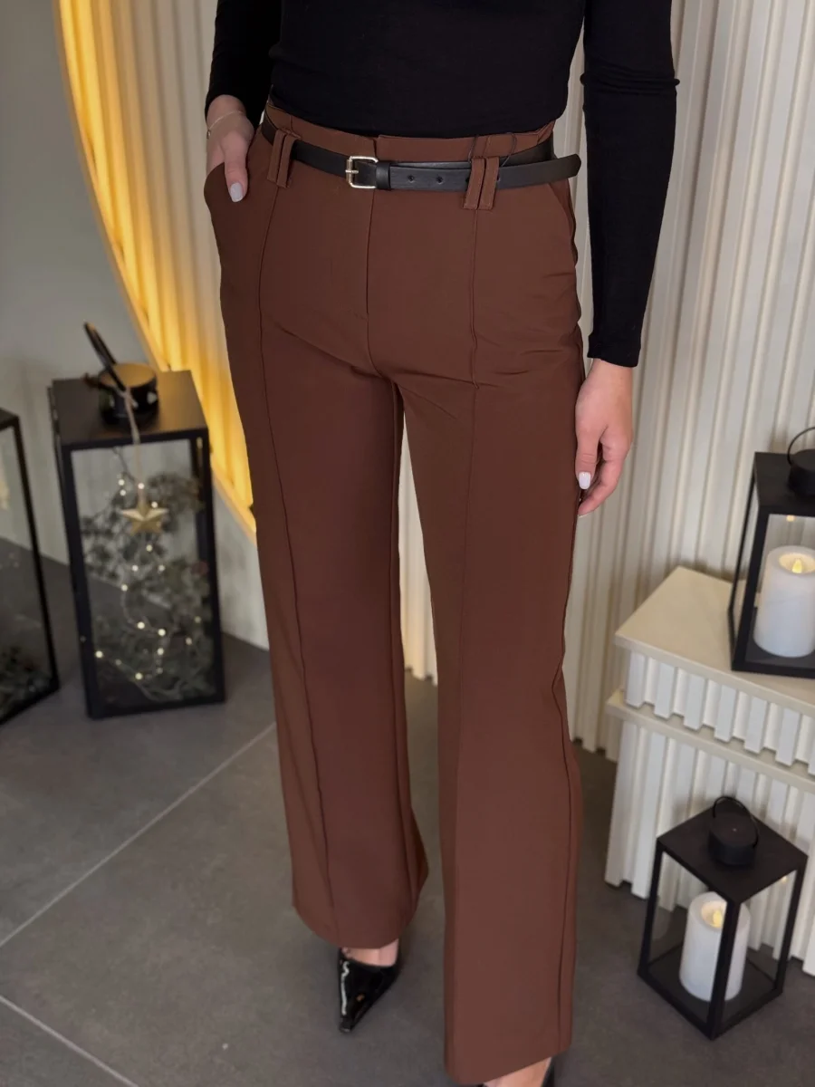 Pantalone tamno braon elegantne PN05333
