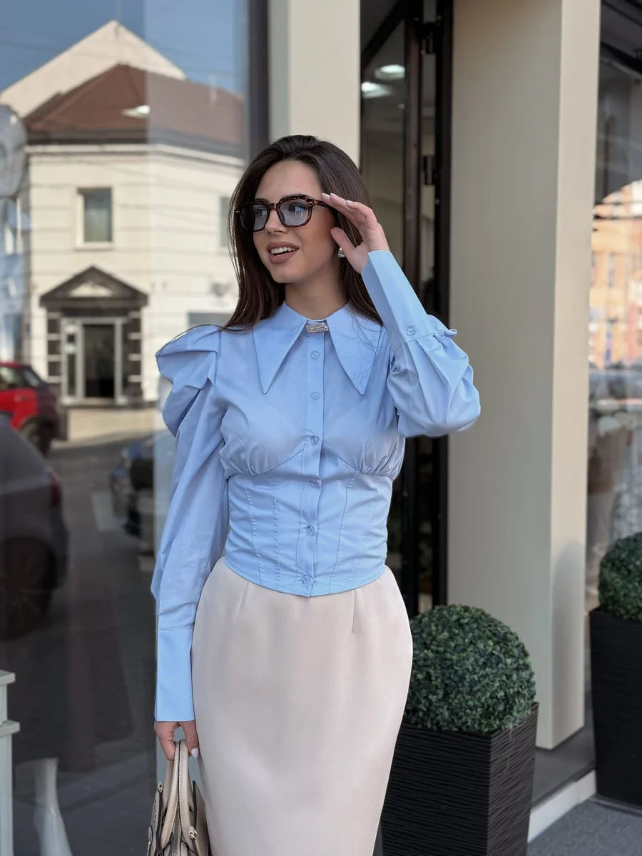 Strukirana plava košulja EVK12565