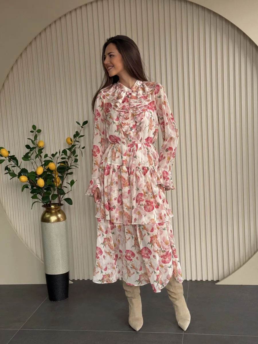 Cvetna svetlo roze haljina BHJH60088