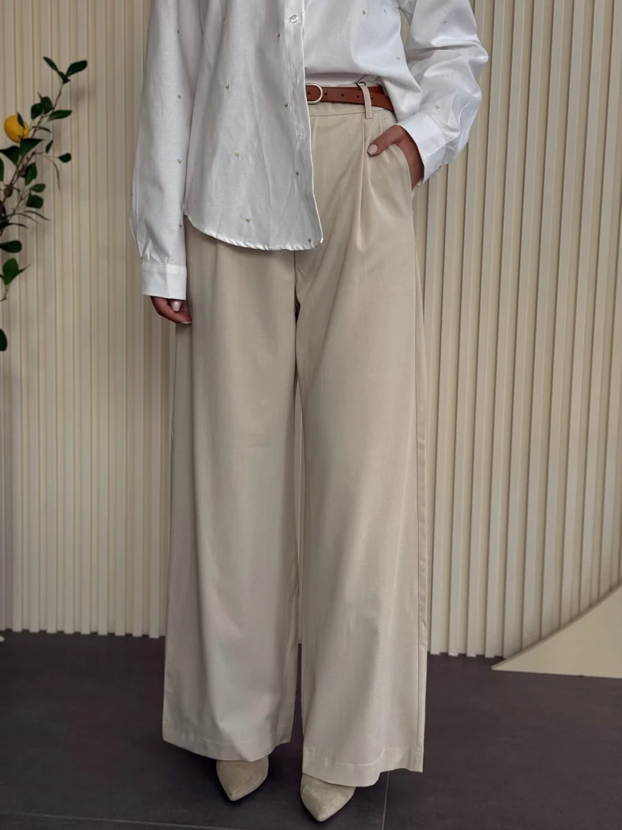 Pantalone svetlo sive sa faltama PN05360