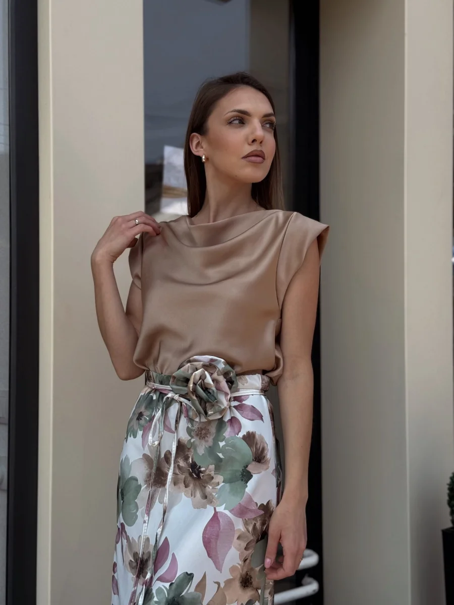 Majica bež satenska U7059YDMXF