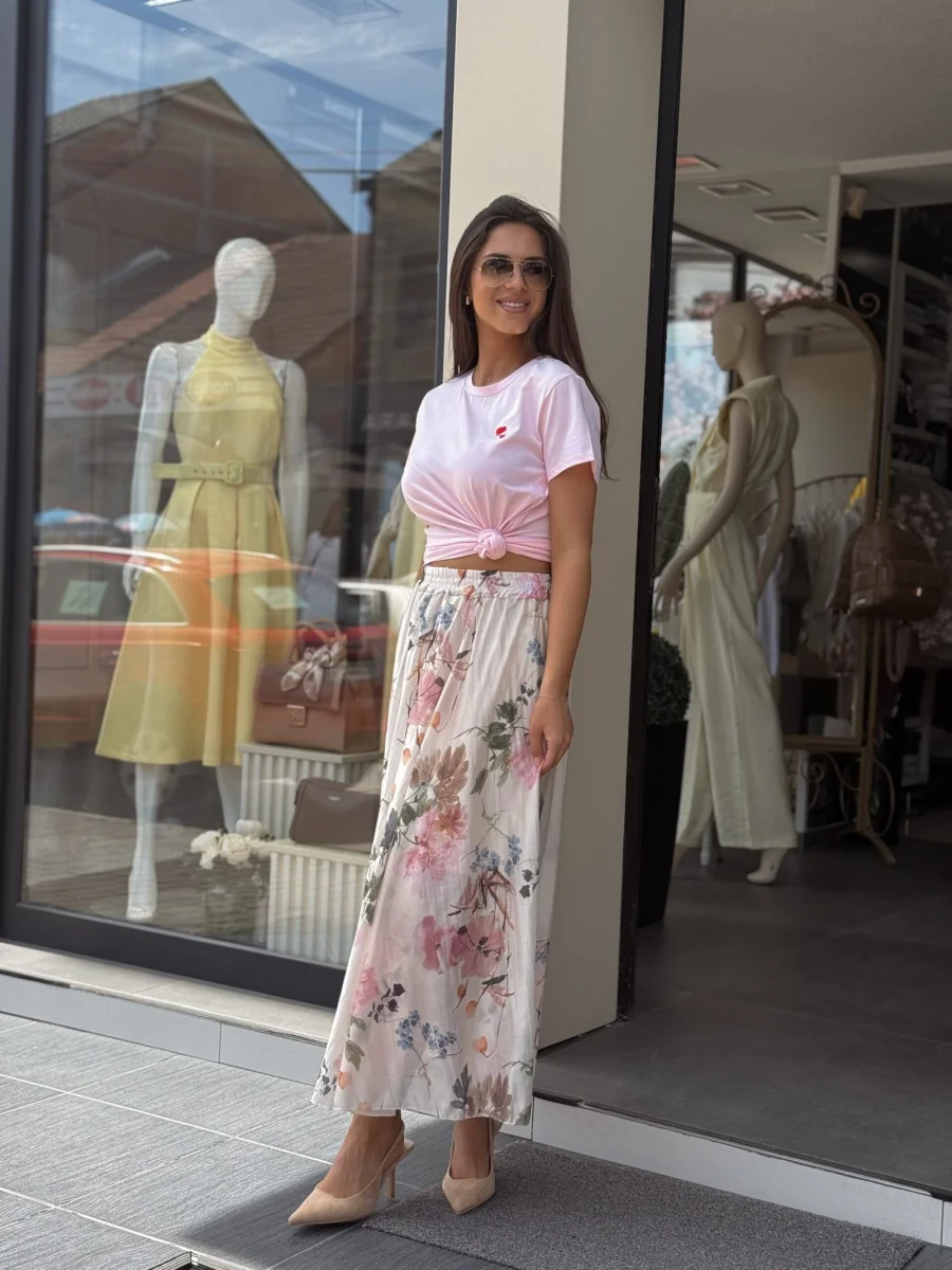 Suknja roze cvetna U15210yjts