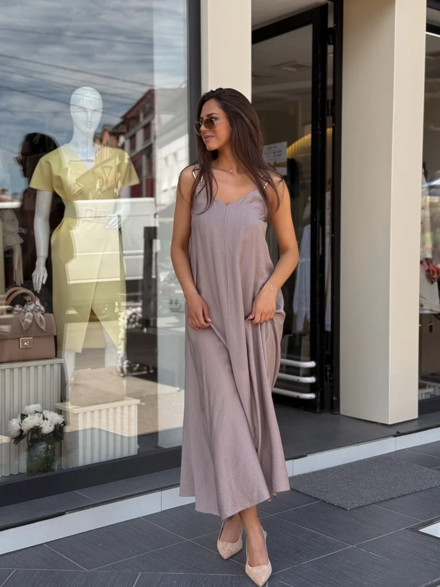 Haljina svetlo braon maxi U15356lxt