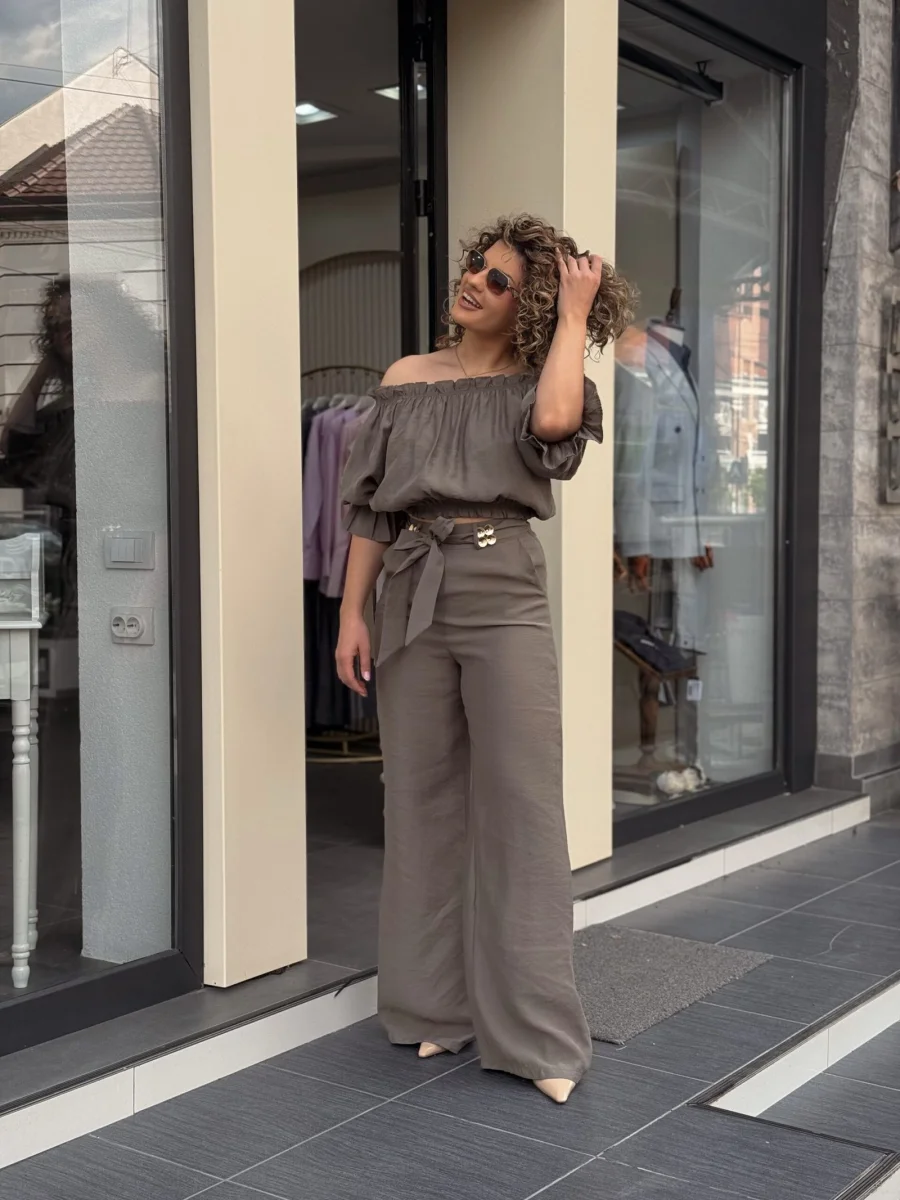 Komplet maslinasto zeleni top i pantalona EV63011