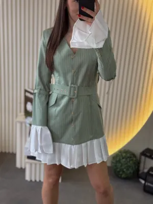 Haljina mint zelena prugasta Evaroza-74434