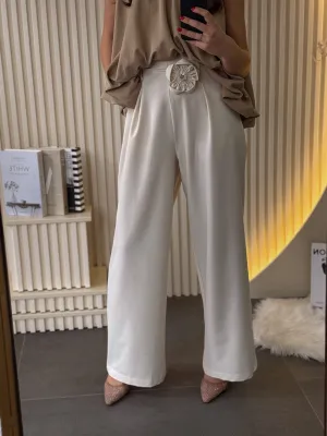 Pantalone bež sa ružom elegantne LAVOY6765