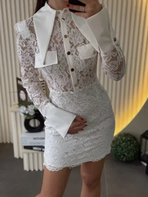 Haljina bela čipkana EVK74458