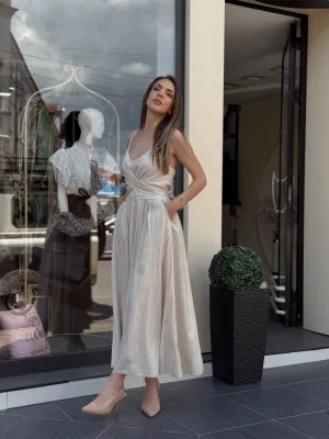 Haljina bež lepršava LA37653