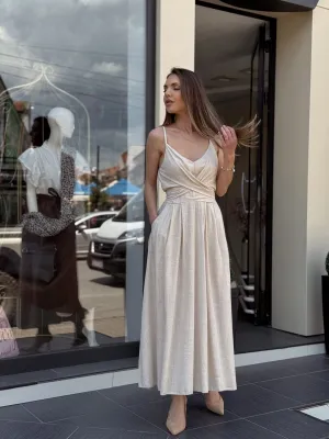 Haljina bež lepršava LA37653