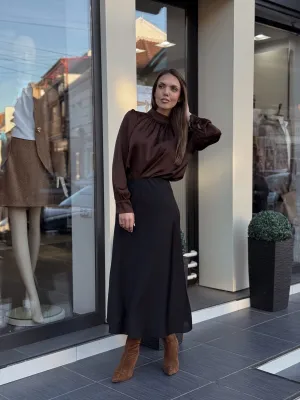 Suknja crna satenska CHZ16606