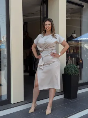Haljina bež elegantna LE3820