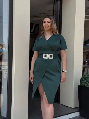 Haljina maslinasto zelena skuba LE3124