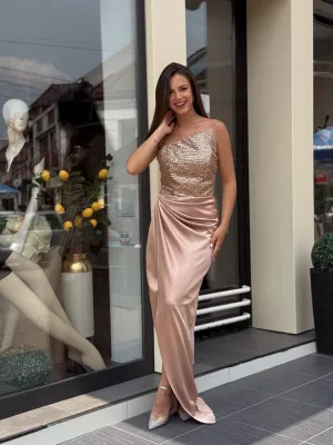 Haljina braon bez bretela FE77093