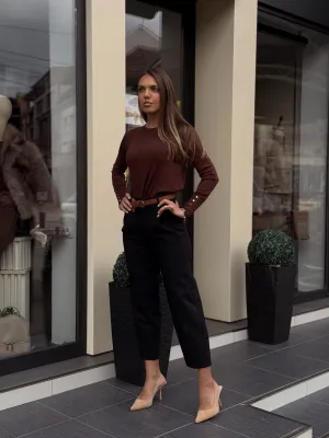 Pantalone crne sa faltama KRL16394