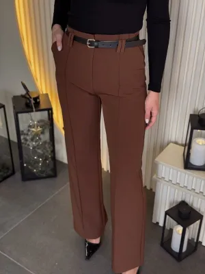 Pantalone tamno braon elegantne PN05333