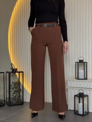 Pantalone tamno braon elegantne PN05333