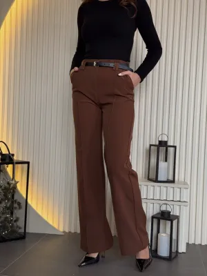 Pantalone tamno braon elegantne PN05333