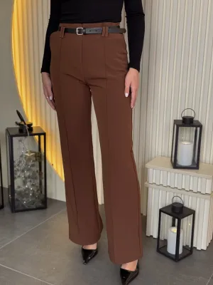 Pantalone tamno braon elegantne PN05333