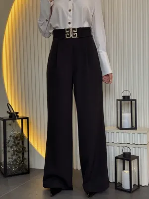Pantalone crne sa ukrasnim kaišem SAT5510
