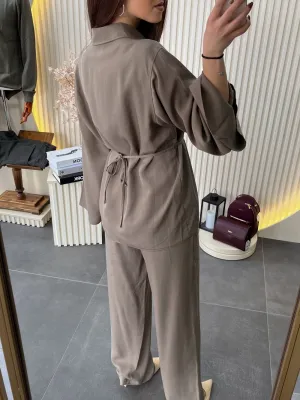 Komplet maslinasto zeleni košulja i pantalona EF8936
