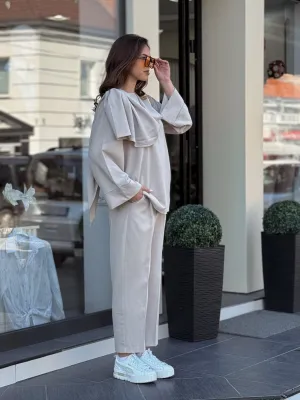 Komplet bež bluza i pantalona EF8752