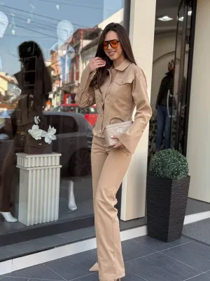 Komplet kamel jaknica i pantalona EVK62934