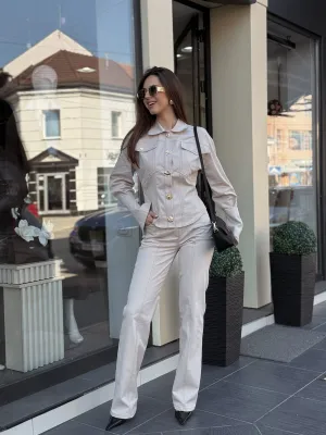 Komplet bež jaknica i pantalona EVK62934