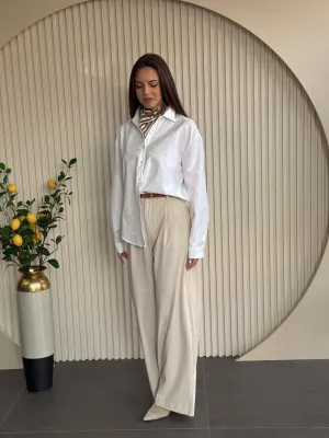 Pantalone svetlo sive sa faltama PN05360
