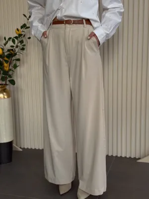 Pantalone svetlo sive sa faltama PN05360