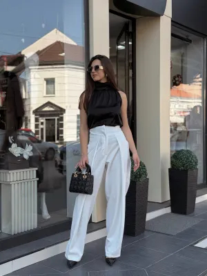 Elegantna bela pantalona EVK9998
