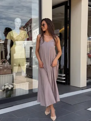 Haljina svetlo braon maxi U15356lxt