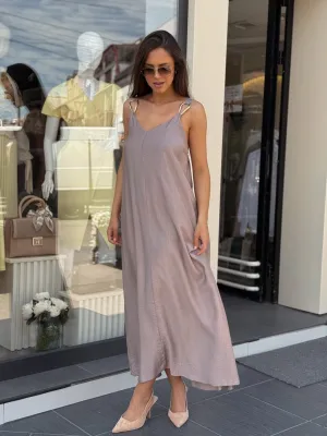 Haljina svetlo braon maxi U15356lxt