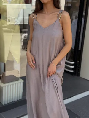 Haljina svetlo braon maxi U15356lxt