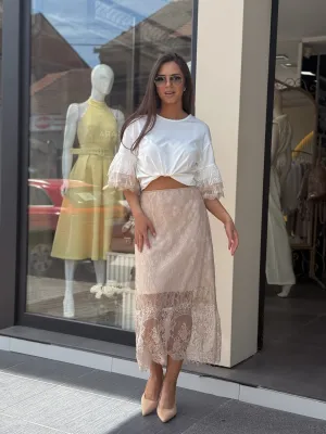 Majica roze sa čipkom MON56275