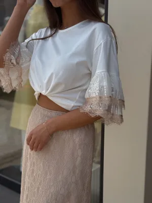 Majica roze sa čipkom MON56275