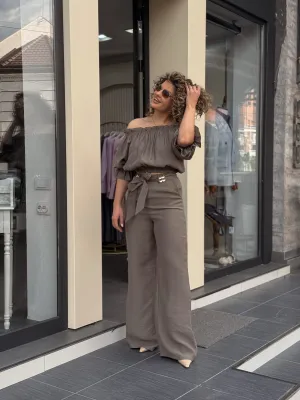 Komplet maslinasto zeleni top i pantalona EV63011