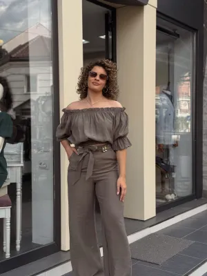 Komplet maslinasto zeleni top i pantalona EV63011